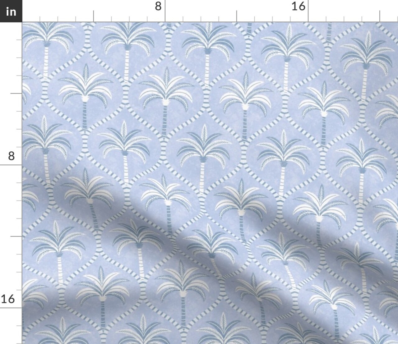 Tropical Periwinkle Blue Ogee Palm Trees Coastal Beach House New England Grandmillenial Custom Printed Fabric by Spoonflower Various Fabrics by the Yard or Fat Quarter